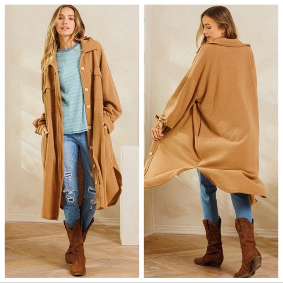 Most Fabulous Stretch Front Button Down Long Coat - Picture 5 of 5